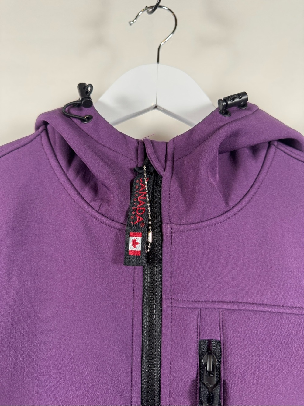 Canada Weather Gear M Purple Fleece Softshell Hooded Jacket Full Zip Gorpcore - Picture 2 of 12